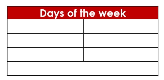 Days of the week